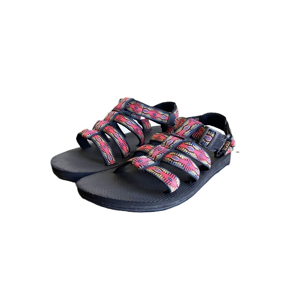 Teva Womens Size 9 Strappy Sport Sandals Red Blue Yellow Multi